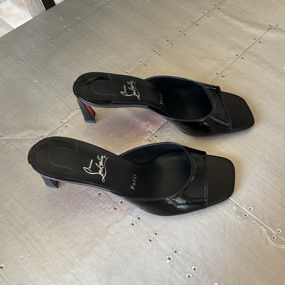 Christian Louboutin condora mule 55mm black patent sandal mule sz 38 - Picture 4 of 12